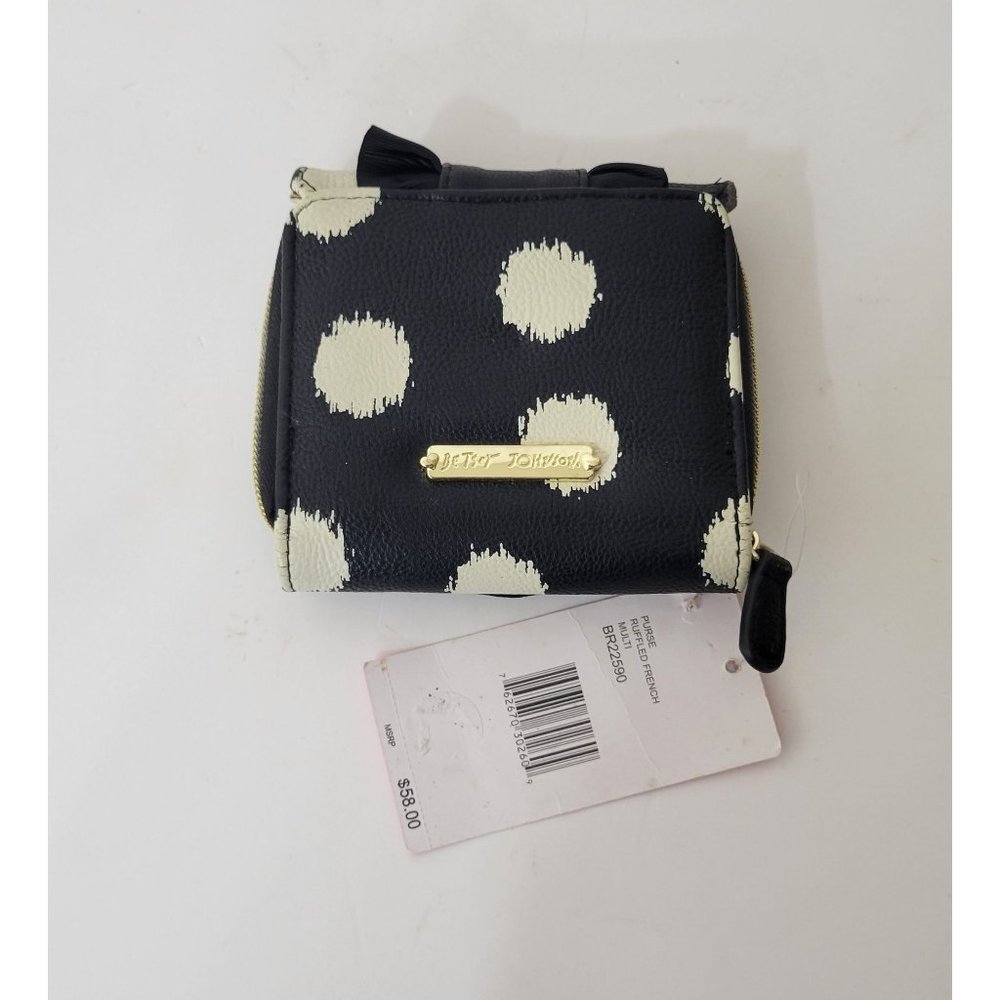Betsy Johnson Black and White Wallet with Ruffled Trim - Picture 5 of 9